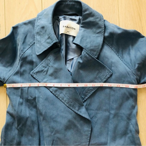 Aritzia Babaton Lawson Open Front Trench Coat in Smoky Blue - Picture 3 of 12